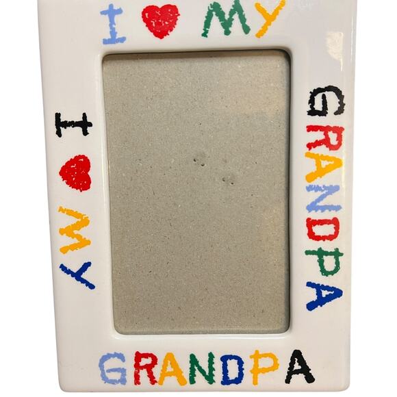 Vintage I Love My Grandpa Ceramic Picture Frame 4x6” Photo Child Gift Memories - Picture 2 of 9